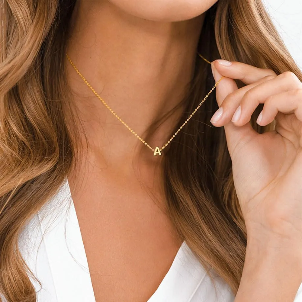 Mothers Day Gift Initial Necklace for Women | 18K Gold Silver Plated A-Z Initial Necklaces | Dainty Cute Trendy Love Heart Pendant | Tiny letter necklace