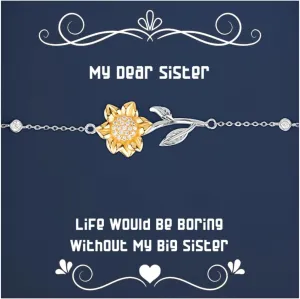 Motivational Sister Gifts, Life Would Be, Best Birthday Sunflower Bracelet Gifts Idea For Sister, Sister Gifts From Sister, Sister bracelet, Love bracelet, Friendship bracelet