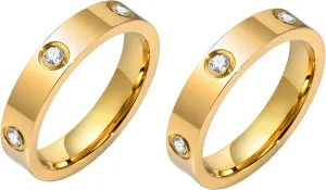 MPRAINBOW Gold Rings for Women, 18K Gold Plated Stainless Steel Cubic Zirconia Friendship Band Wedding Party Trendy Jewelry Gift Non-Tarnish,Christmas Birthday Gifts for Her Girlfriend