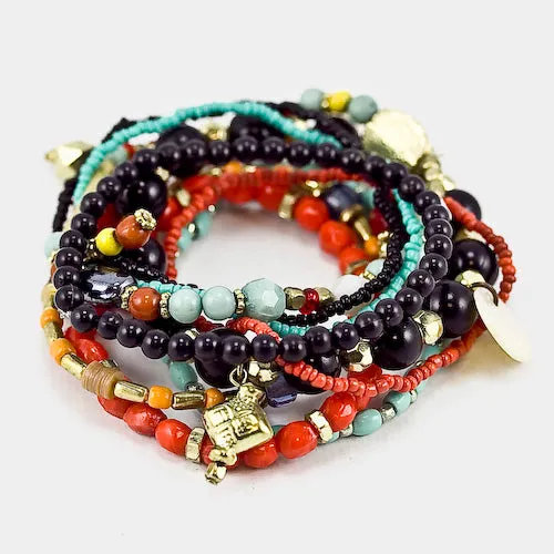 MULTI COLOR & LAYERED BEADS BRACELET