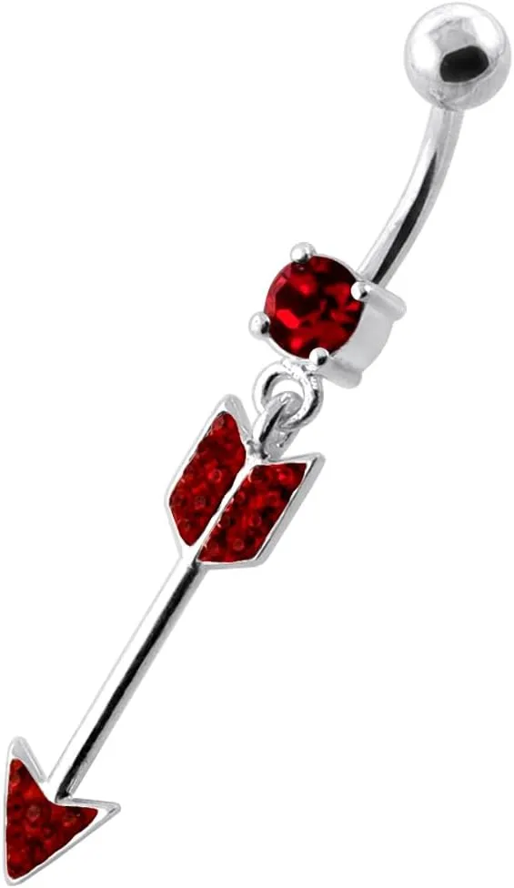 Multi Crystal Stone Colorful Stylish Arrow Dangling 925 Sterling Body Jewelry