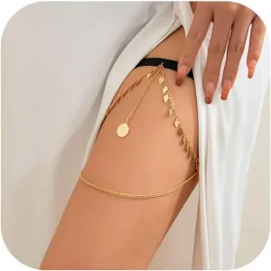 Multi-Layered Thigh Chains Jewelry, Bikini Elastic Tassel Leg Chain, Summer Beach Body Chain, Simple Metal Thigh Body Chain for Women