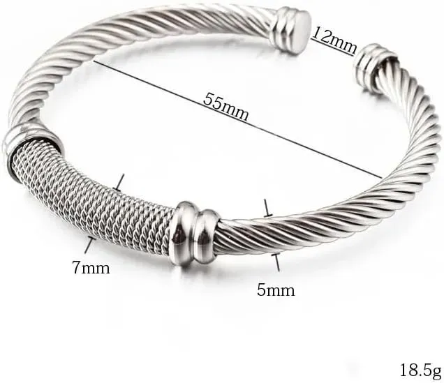 Multi Twisted Cable Wire Cross Bracelet For Women Men Classic Stainless Steel Fashion Stackable OPen Bangle Open Cuff Bangles Vintage Jewelry