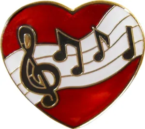Musical Notes with Heart Enamel Pin  Musical Heart-Shaped Accessory for Jackets, Backpacks, Hats, and Lanyards