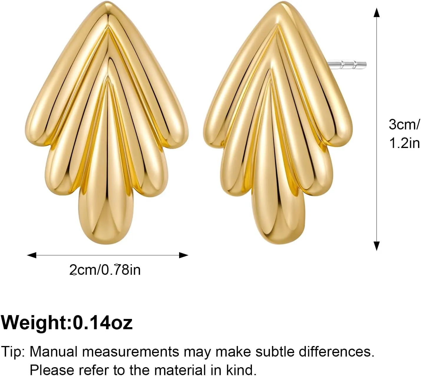 MUYAN Chunky Gold Textured Earrings for Women Trendy Minimalist Large Chunky Studs Fashion Jewelry