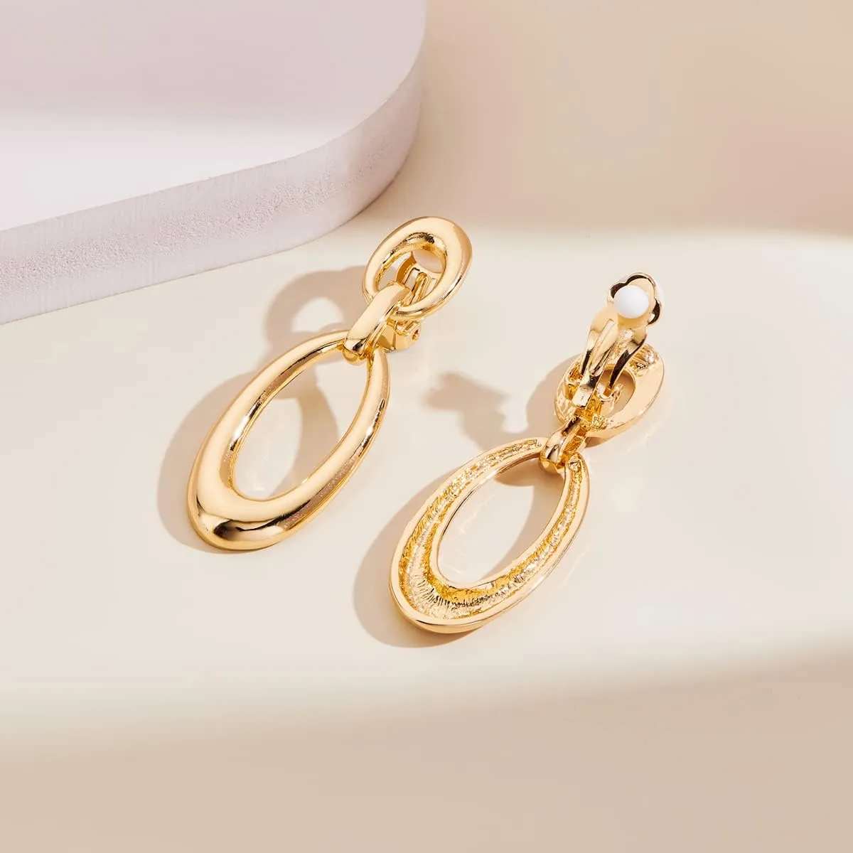 MUYAN Gold Clip On Drop Earrings for Women Non Piercing Dangle Earrings Fashion Jewelry