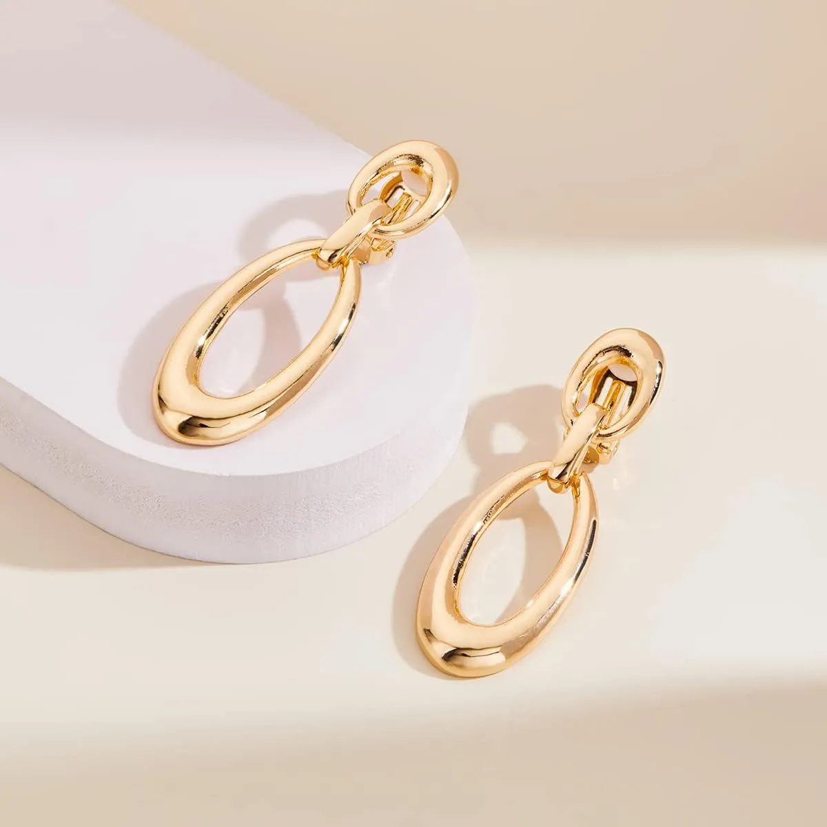 MUYAN Gold Clip On Drop Earrings for Women Non Piercing Dangle Earrings Fashion Jewelry