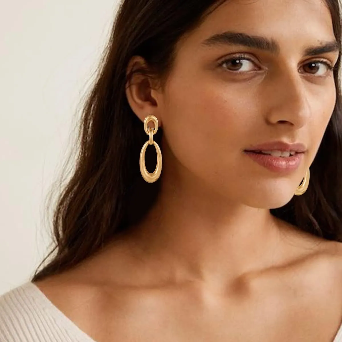 MUYAN Gold Clip On Drop Earrings for Women Non Piercing Dangle Earrings Fashion Jewelry