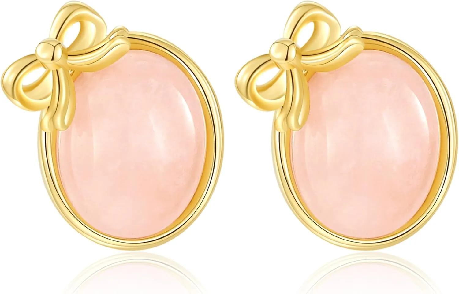 Natural Stone Earrings Easter Egg Earrings Cute Tiny Studs Gold Plated Bow Studs Fashion Holiday Jewelry