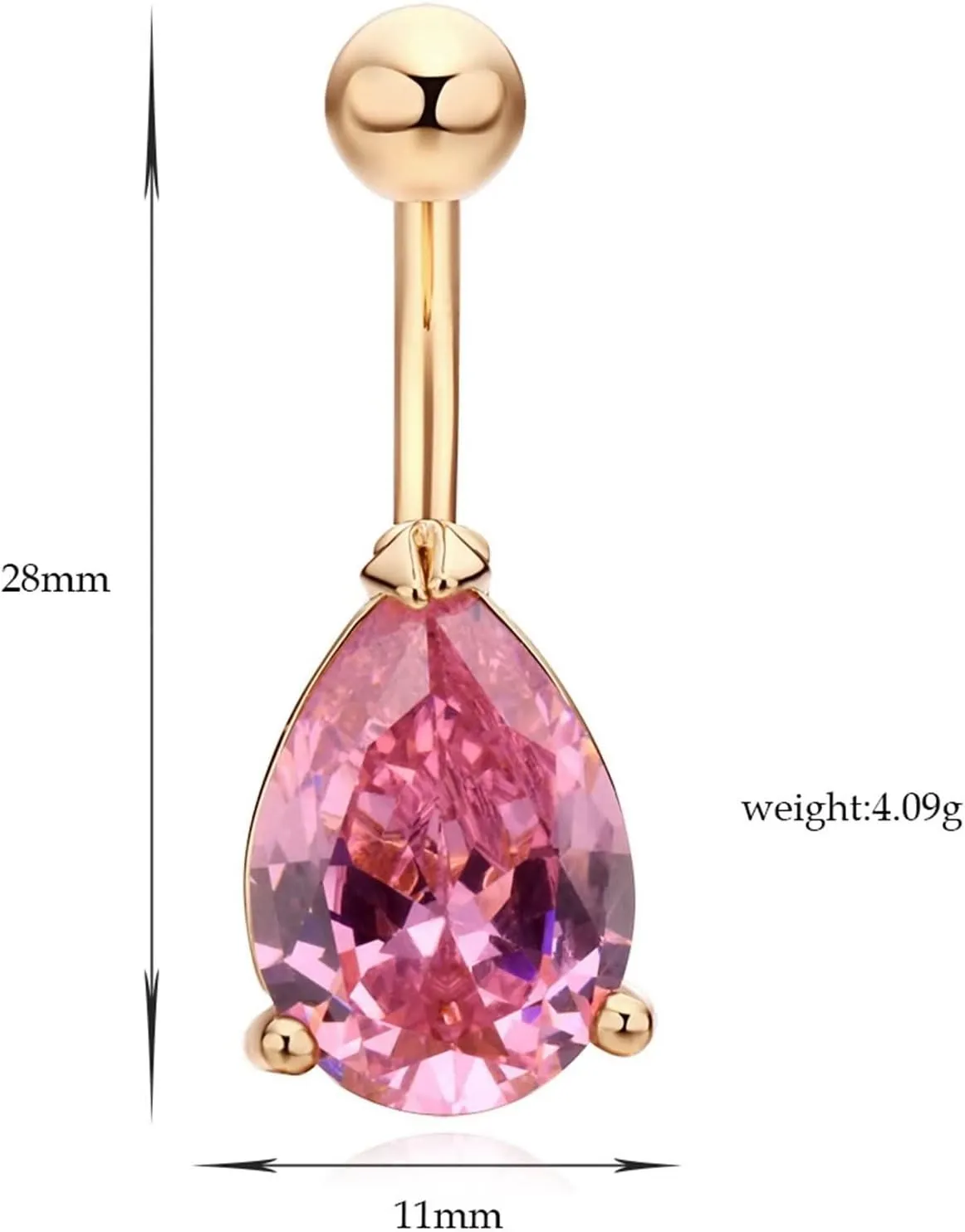 Navel Rings, Belly Rings for Women Titanium Belly Buttons Piercing Body Jewelry Teardrop Cubic Zirconia