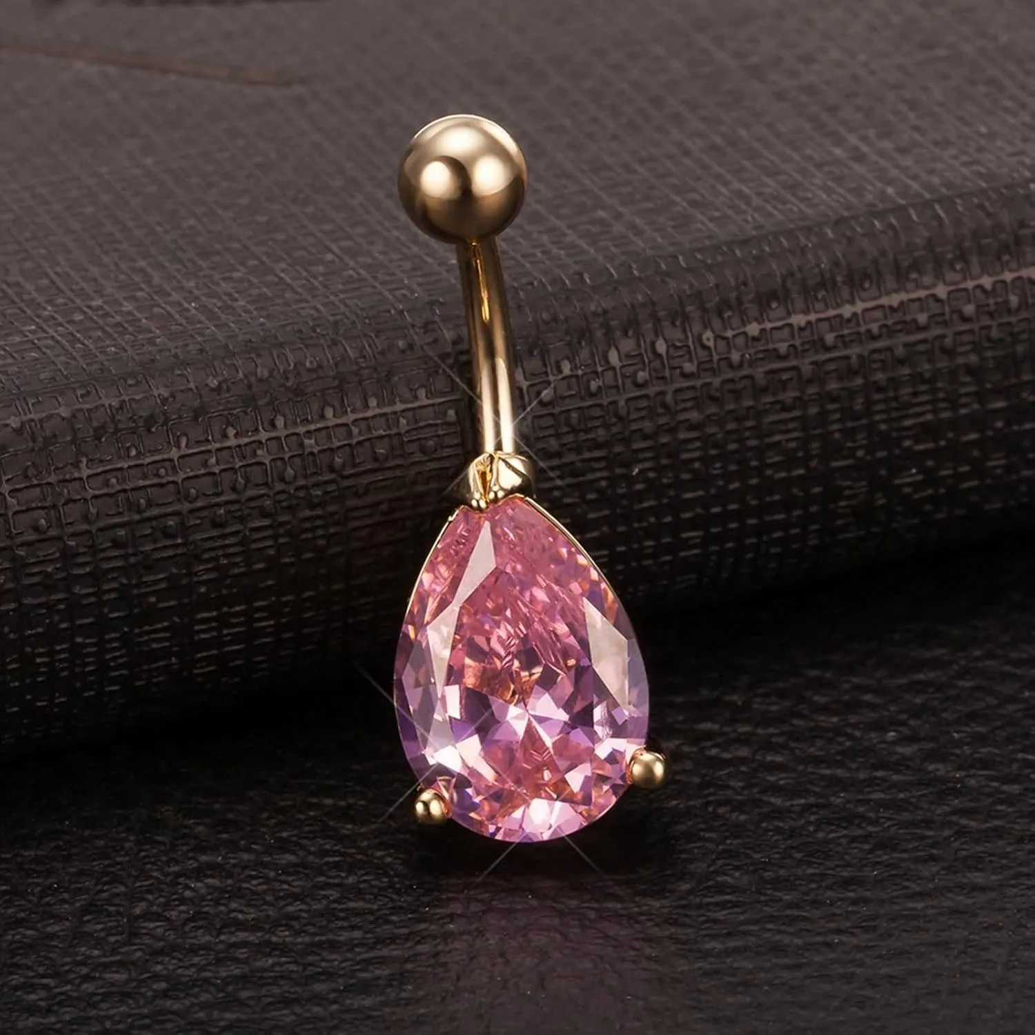 Navel Rings, Belly Rings for Women Titanium Belly Buttons Piercing Body Jewelry Teardrop Cubic Zirconia