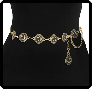 Navoky Moon Star Metal Waist Chain Gold Goth Belly Chain Belt Adjustable Body Jewelry Accessories for Women
