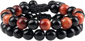 New 2025 Fashion Men Bracelet Set Natural Black Obsidian Tiger Eye Bead Bracelets Couples Prayer Bangles Women Soul Jewelry Findings Gifts Trendy Accessories Creative Gift
