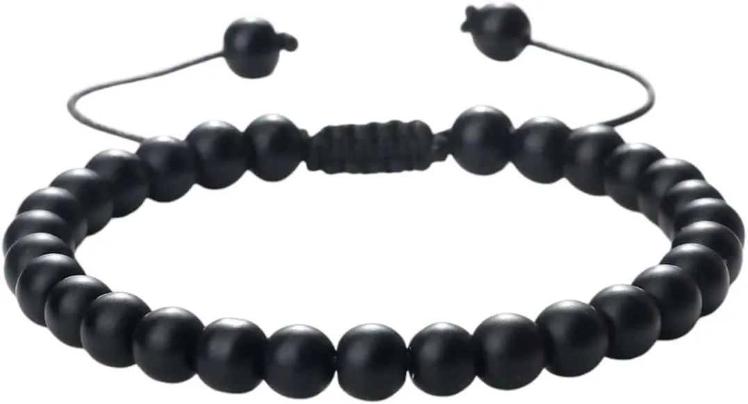 New 2025 Prayer Natural Stone Round Beads Bracelets Men Cross Bangles 6Mm Tiger Eye Onyx Meditation Bracelet Women Jewelry Findings Fashion Trendy Accessories Creative Gift