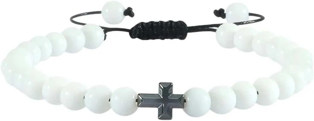 New 2026 6Mm Natural Stone Beads Bracelet Prayer Christian Jesus Cross Bracelets Bangles Women Men Yoga Jewelry Fashion Trendy Accessories Creative Gift