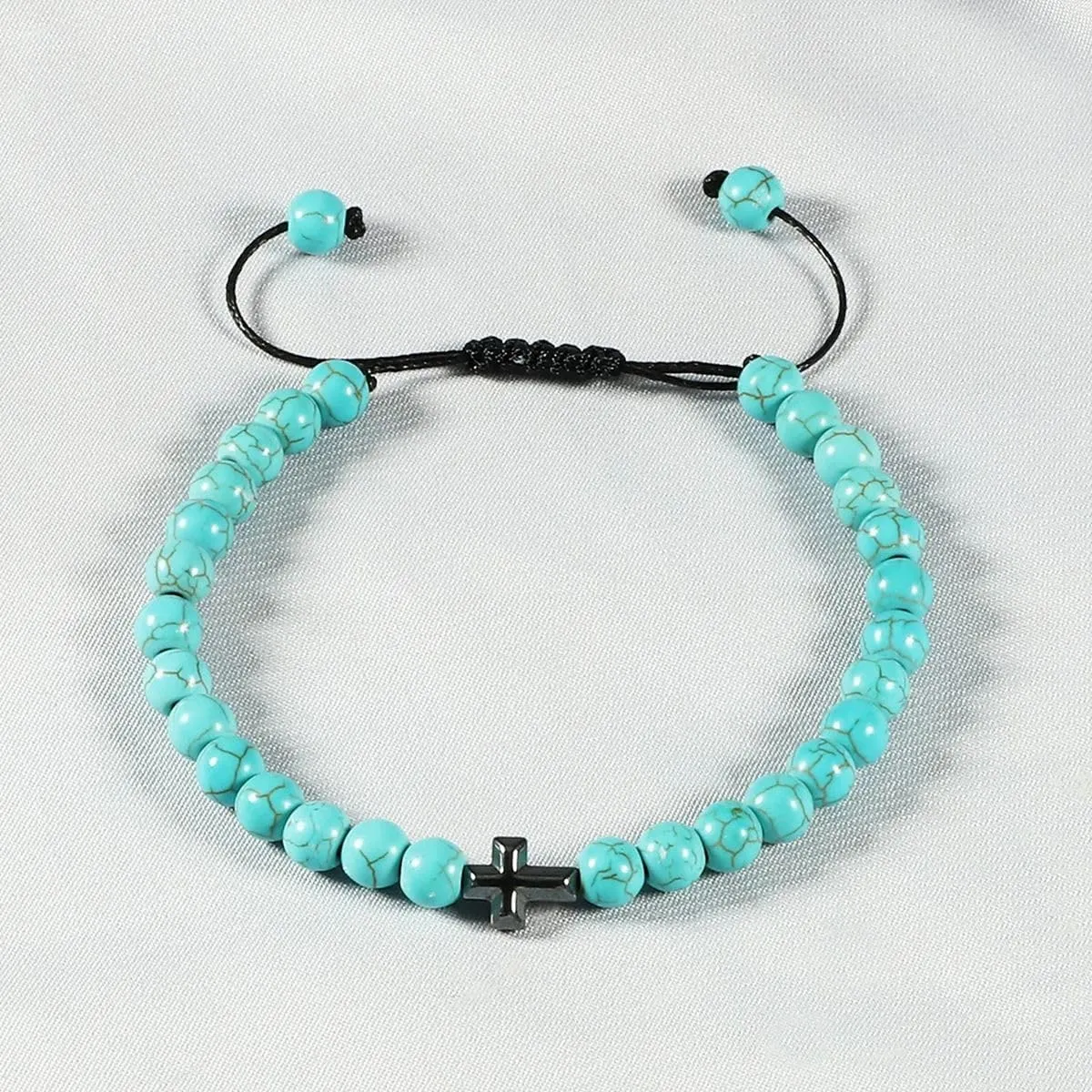 New For Trendy 2025 Charm 6Mm Natural Stone Beads Braided Bracelet Prayer Men Women Christian Jesus Bless Cross Bracelets Bangles Friendship Jewelry Fashion Accessories Creative Gift