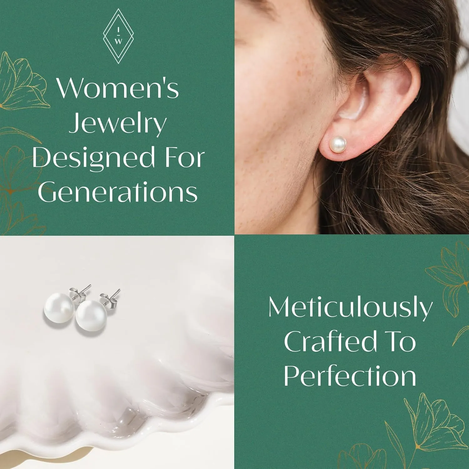 Nickel Free Sterling Silver White Freshwater Cultured Pearl Stud Earrings, Hypoallergenic Earrings with Genuine Cultured Pearls, Flat Back Button Pearl Earrings