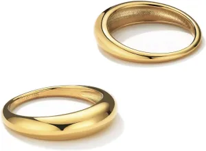 NOKMIT Chunky Dome Rings for Women Dainty 14K Gold Silver Tone Cute Bold Dome Statement Ring Thick Minimalist Thumb Band High Polished Smooth Comfort Fit Size 5-10