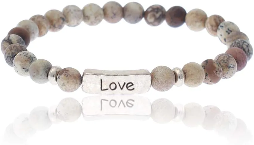 NTLX Christian Bracelets for Women  Love Bracelet  Natural Stone Stretch Prayer Bracelet  Inspirational Message Jewelry - Great Gift