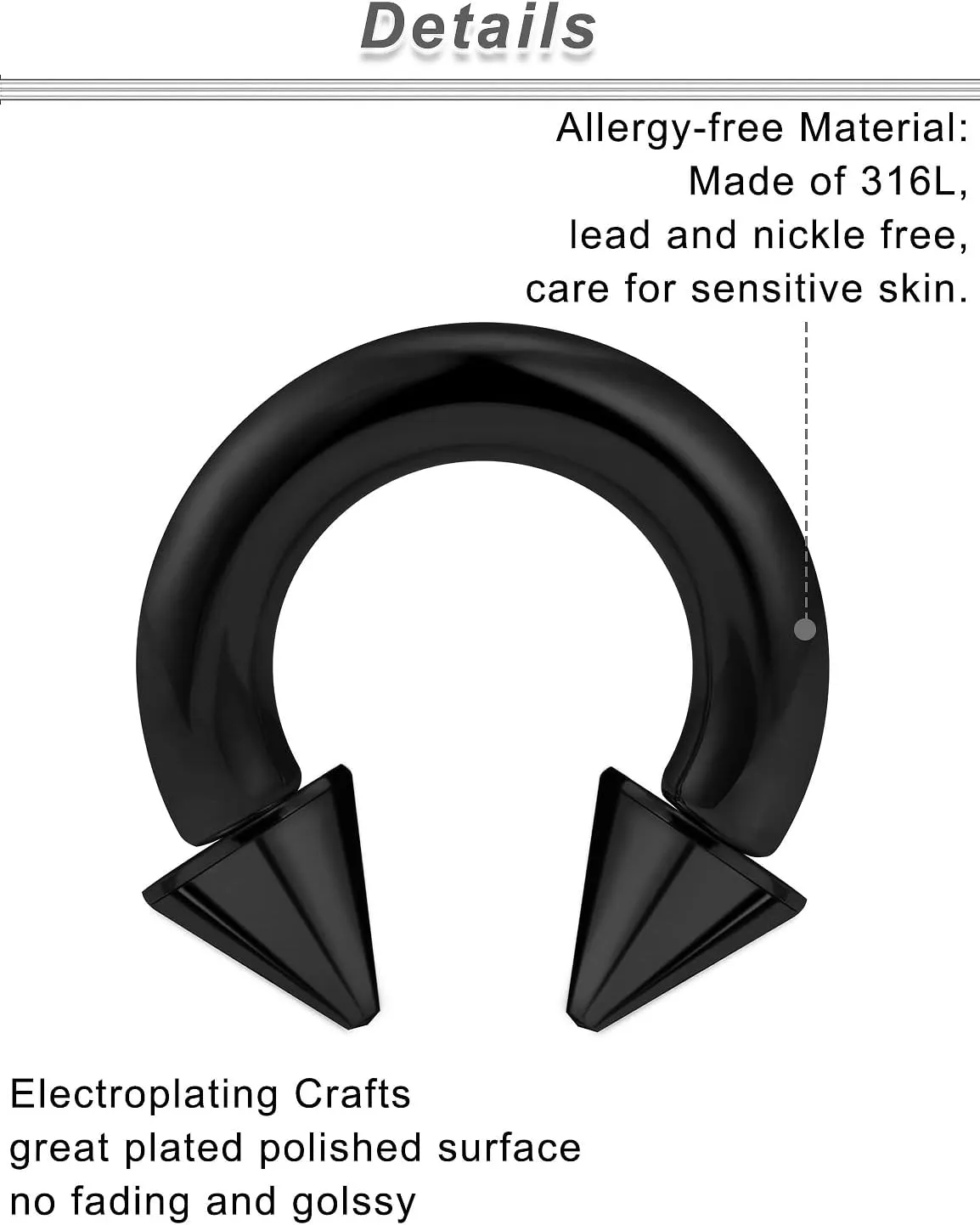 Ocptiy 0G 2G 4G 6G 8G 12G 14G 16G Septum Stretching Kit Surgical Steel Horseshoe Gauges Piercing Kit for Women Men