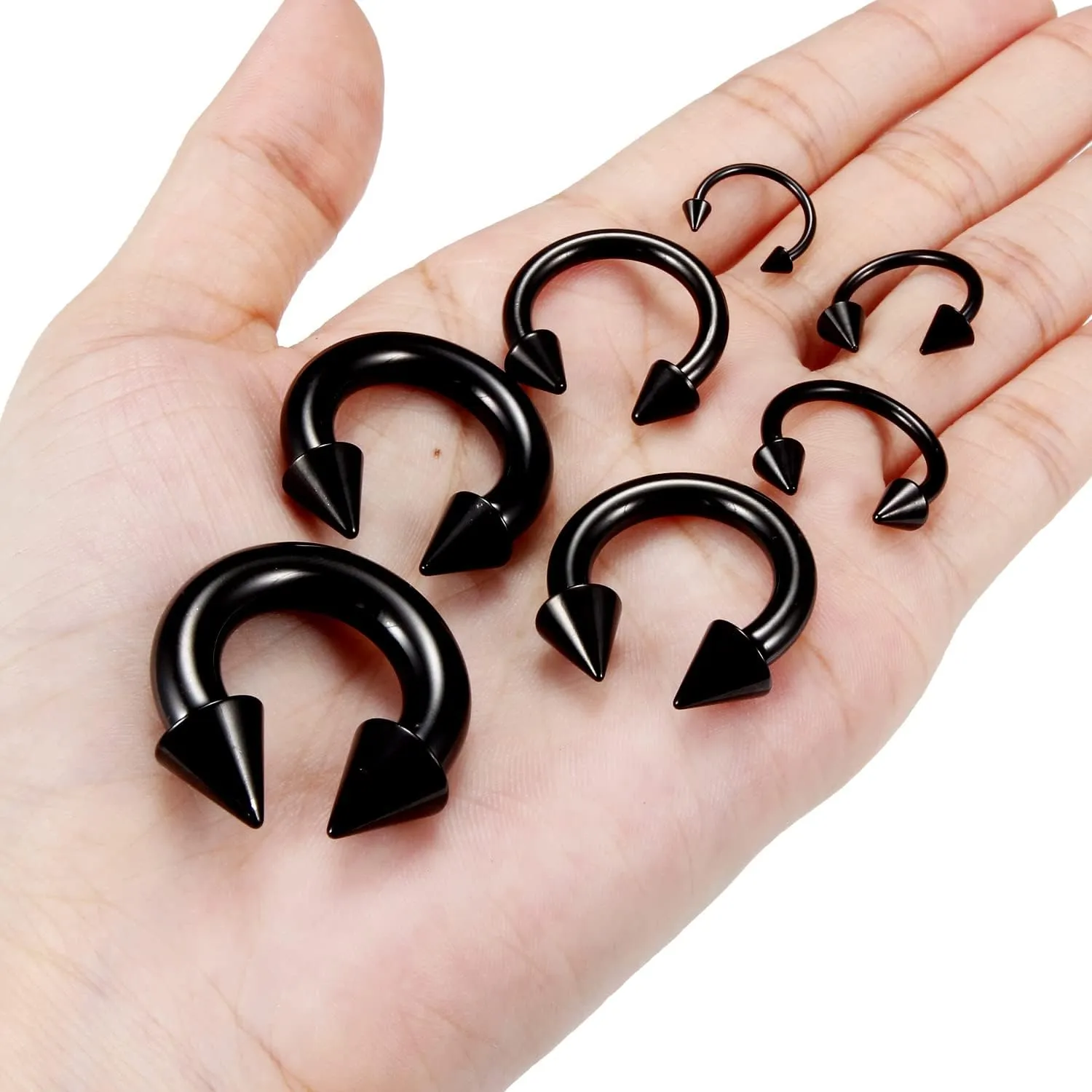 Ocptiy 0G 2G 4G 6G 8G 12G 14G 16G Septum Stretching Kit Surgical Steel Horseshoe Gauges Piercing Kit for Women Men