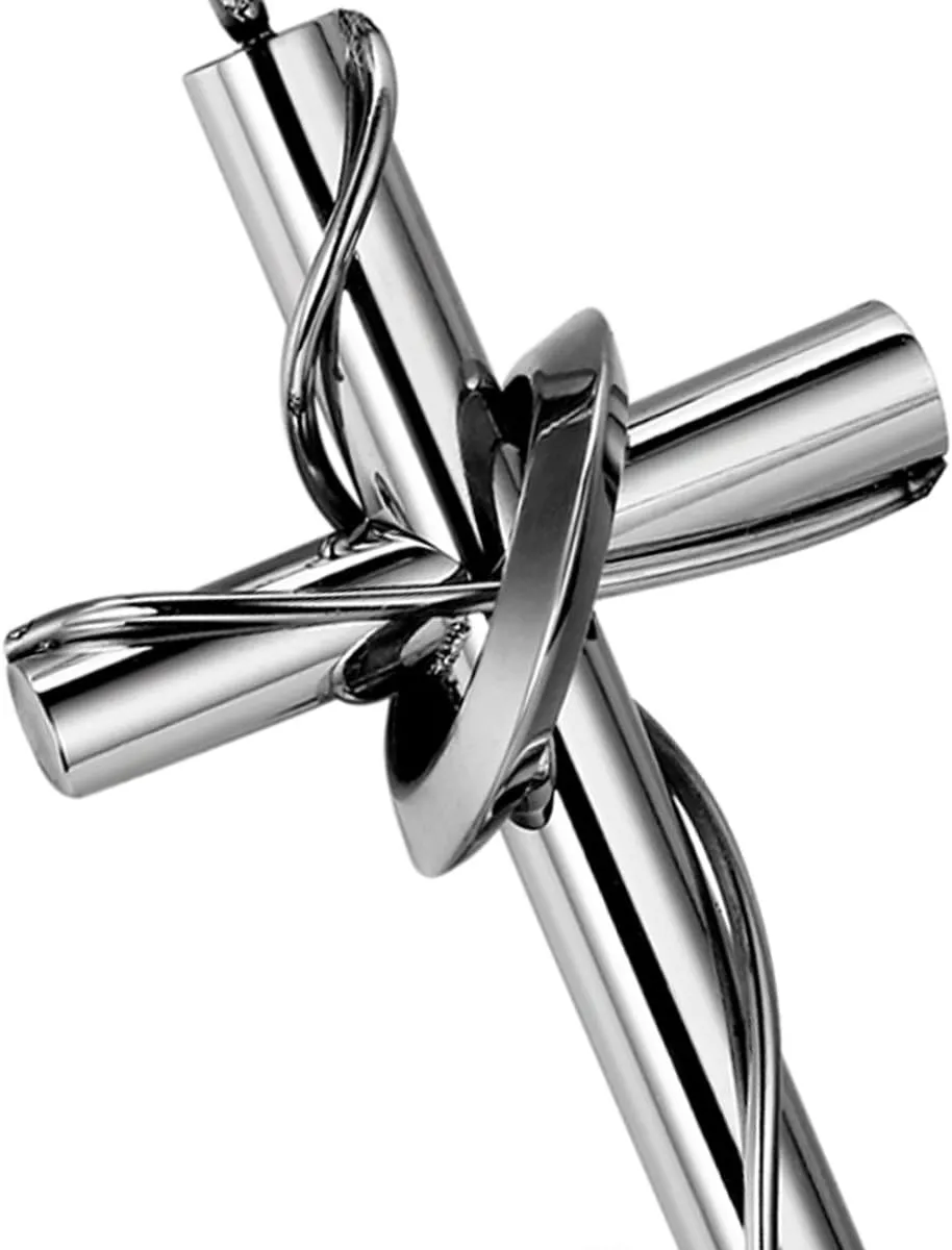 OIDEA Couples Cross Pendant Necklace: Couples Necklace Stainless Steel Matching Necklace Jewelry Gift for Mens Womens