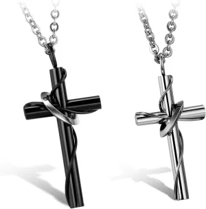 OIDEA Couples Cross Pendant Necklace: Couples Necklace Stainless Steel Matching Necklace Jewelry Gift for Mens Womens