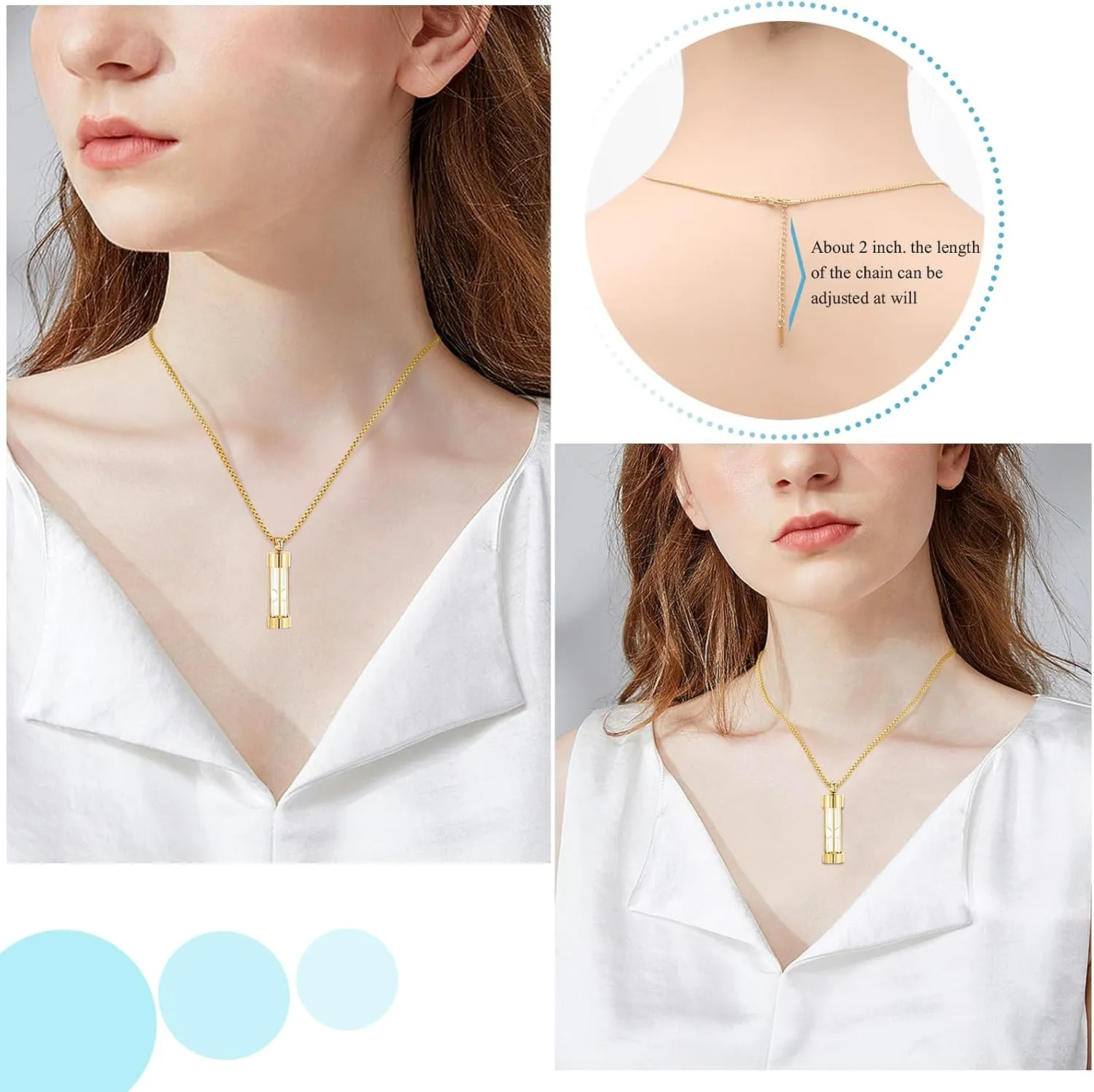 Oinsi Eternity Memory Hourglass Urn Necklace Cremation Jewelry Pendants for Women Men  Gift Box Fill Kits
