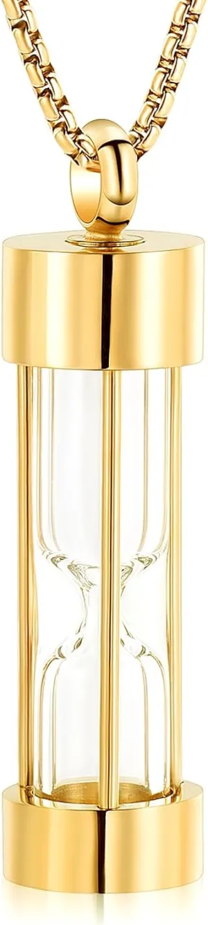 Oinsi Eternity Memory Hourglass Urn Necklace Cremation Jewelry Pendants for Women Men  Gift Box Fill Kits