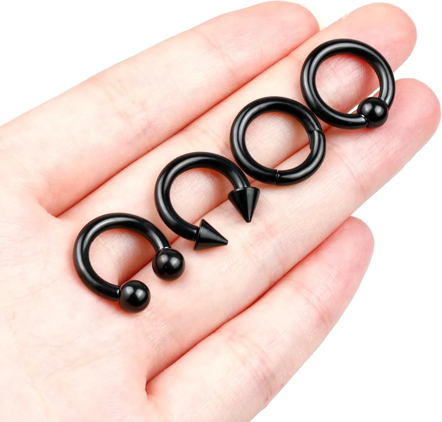 ONESING 4Pcs 8G Septum Ring Kit - Surgical Steel Stretched Piercing Jewelry for Lip, Nose, Helix, Tragus - Hoop Earrings for Women Men, Silver 12mm