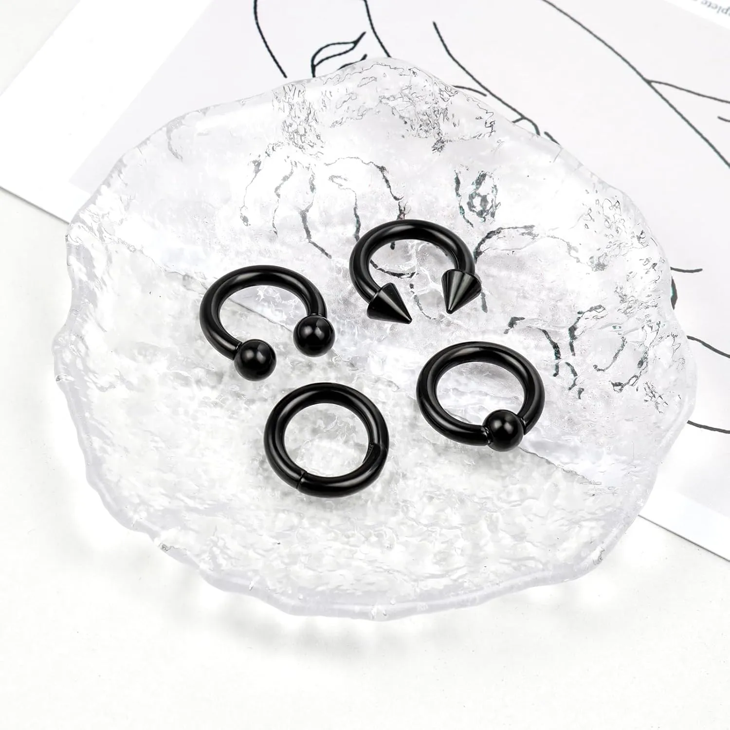 ONESING 4Pcs 8G Septum Ring Kit - Surgical Steel Stretched Piercing Jewelry for Lip, Nose, Helix, Tragus - Hoop Earrings for Women Men, Silver 12mm