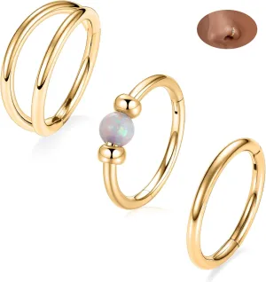 Opal Nose Hoop Rings 18G 20G Double Nose Hoops 316L Surgical Steel Nose Piercing Jewelry 3 PCS Lip Jewelry Septum Ring Cartilage Helix Conch Hoop Earrings Daith Rook Tragus Piercing Jewelry 8mm 10mm