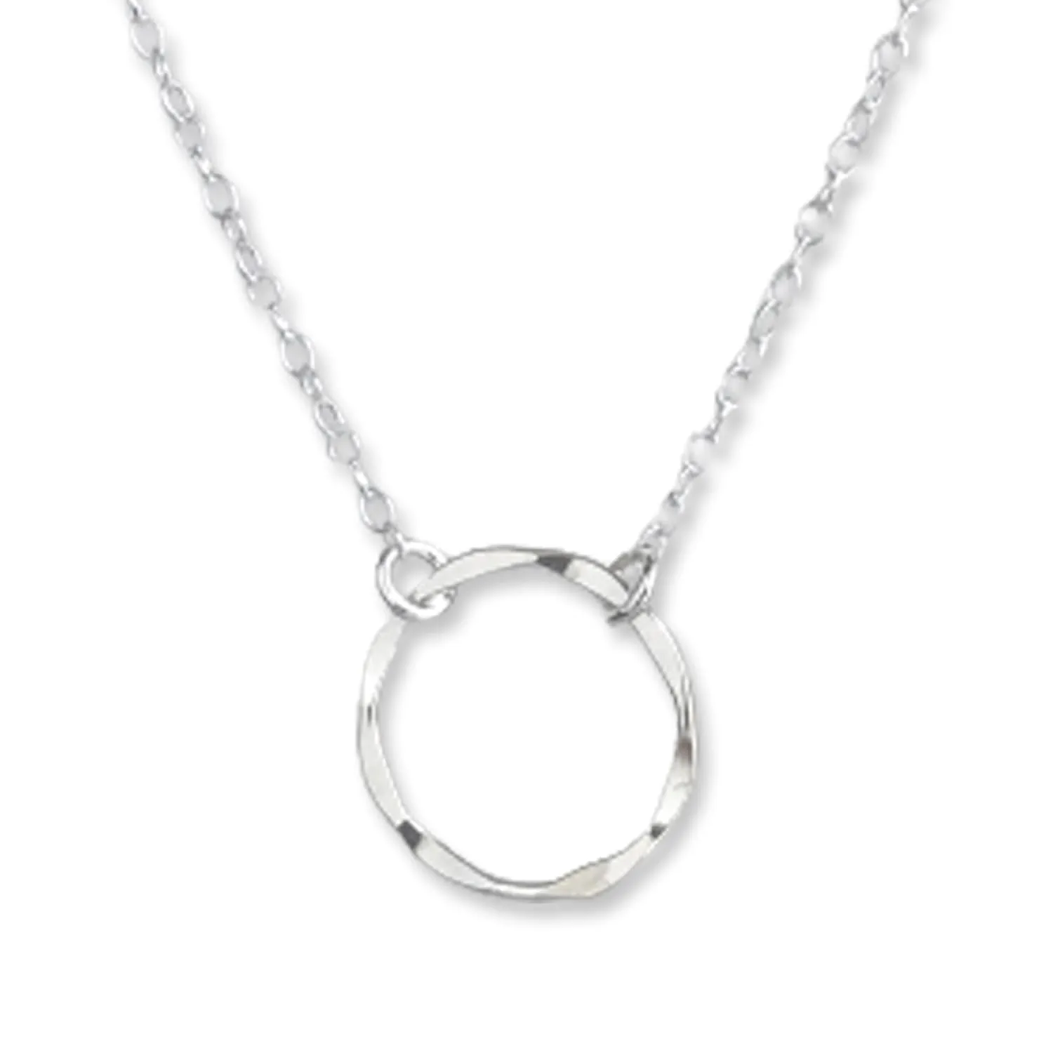 Open Circle Necklace for Women, 14k Gold Filled or Sterling Silver O Ring, Karma or Eternity Choker Layering, Layered Stacked Adjustable Length (Silver, 15-17 inches)