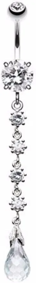 Opulent Crystalline Droplets Belly Button Ring