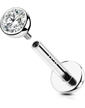OUFER 925 Sterling Silver Helix Earrings Studs, 16G Flat Back Earrings, Silver Internally Threaded Cartilage Earrings Stud, Clear CZ Lip Rings, Ear Piercing Jewelry for Women Men-6mm