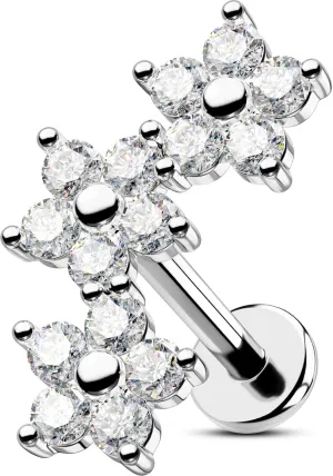 OUFER Helix Earring Stud, Curved Flower Stud Earrings Flat Back 316L Stainless Steel 16G Internally Threaded Cartilage Helix Conch Earrings for Women Men