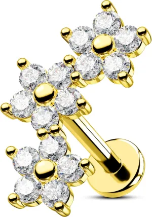 OUFER Helix Earring Stud, Curved Flower Stud Earrings Flat Back 316L Stainless Steel 16G Internally Threaded Cartilage Helix Conch Earrings for Women Men