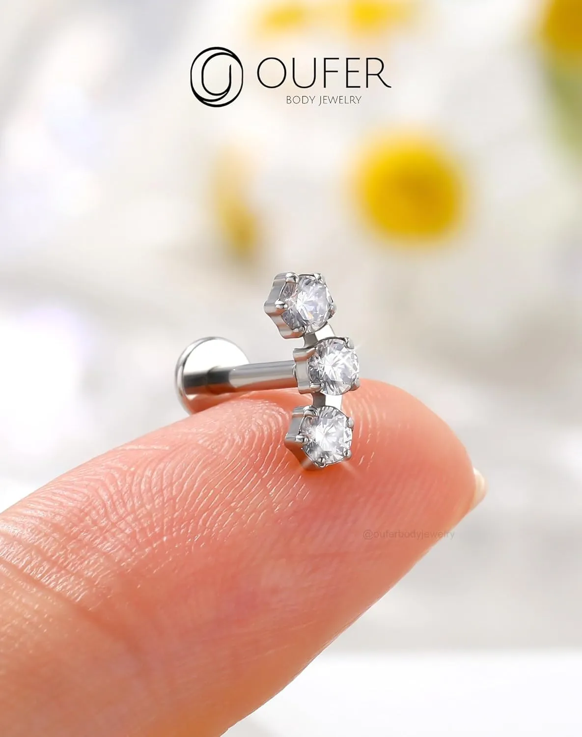 OUFER Helix Piercing Jewelry, Fancy Curved Stud Earrings Flat Back 316L Stainless Steel 16G Threadless Cartilage Helix Conch Earrings for Women Men