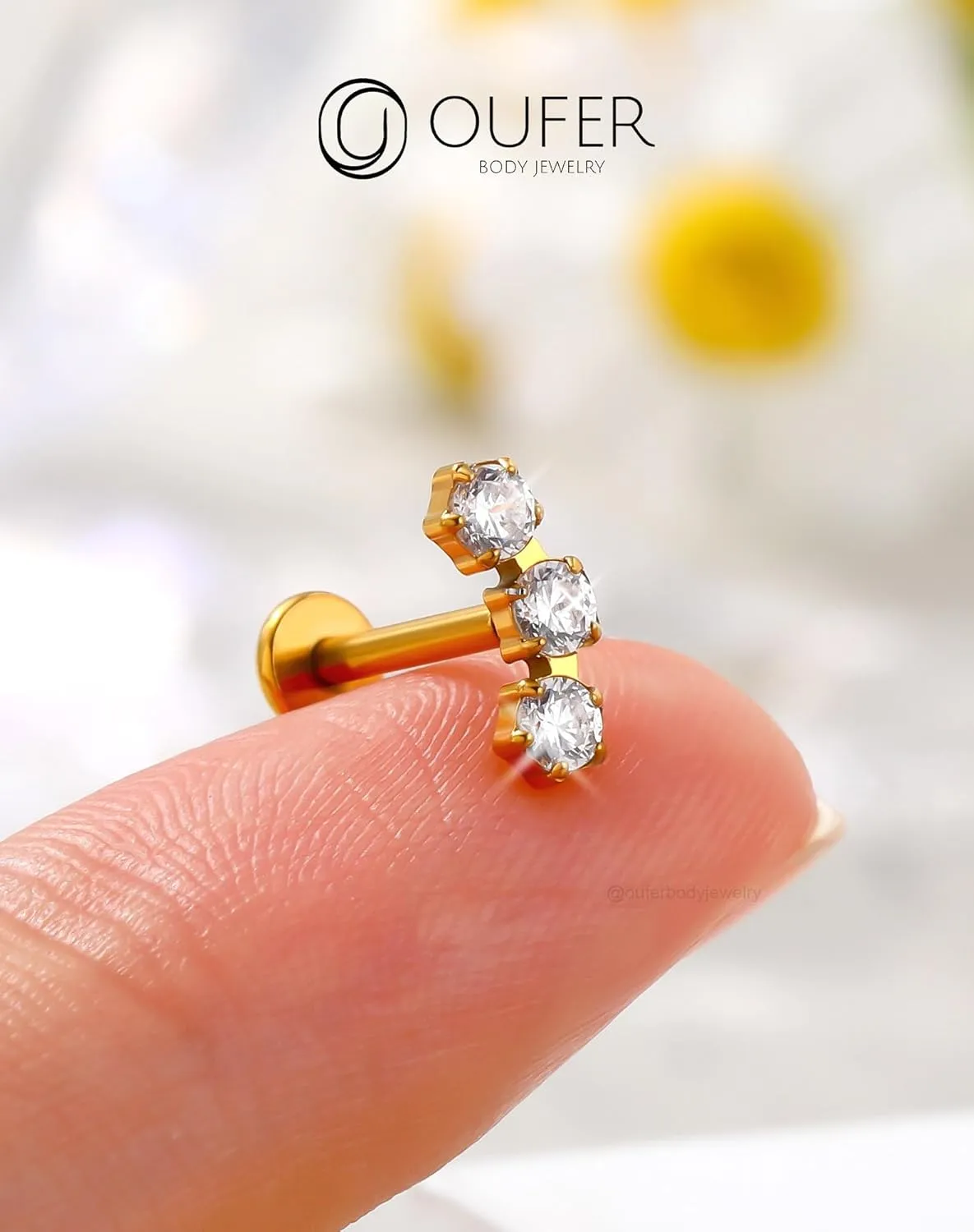 OUFER Helix Piercing Jewelry, Fancy Curved Stud Earrings Flat Back 316L Stainless Steel 16G Threadless Cartilage Helix Conch Earrings for Women Men