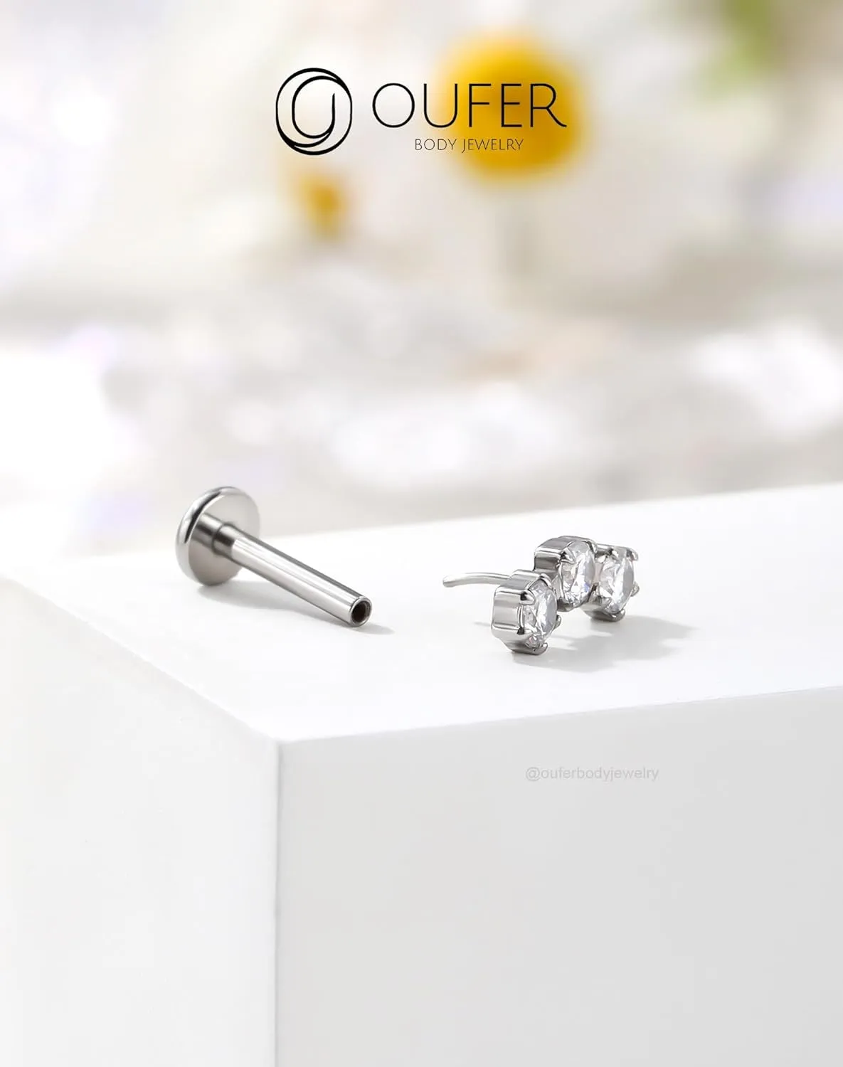 OUFER Helix Piercing Jewelry, Fancy Curved Stud Earrings Flat Back 316L Stainless Steel 16G Threadless Cartilage Helix Conch Earrings for Women Men