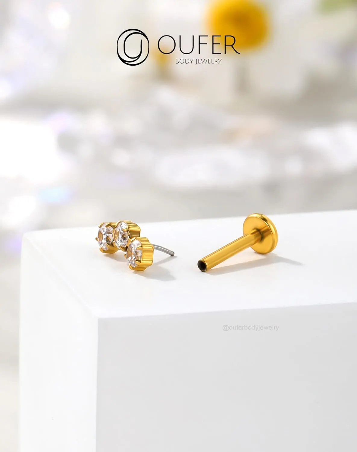 OUFER Helix Piercing Jewelry, Fancy Curved Stud Earrings Flat Back 316L Stainless Steel 16G Threadless Cartilage Helix Conch Earrings for Women Men