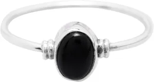 Oval Black onyx 925 Sterling Silver Ring - Delicate BOHO Chic Jewelry - Fashionable and Stylish for Women with Velvet Gift Bag/Box - Made by Indian Artisans - Size 5-10