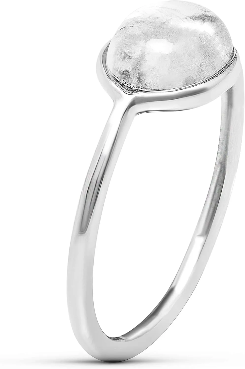 Oval Moonstone 925 Sterling Silver Ring - Delicate BOHO Chic Jewelry - Fashionable and Stylish for Women with Velvet Gift Bag - Made by Indian Artisans - Size 6-9