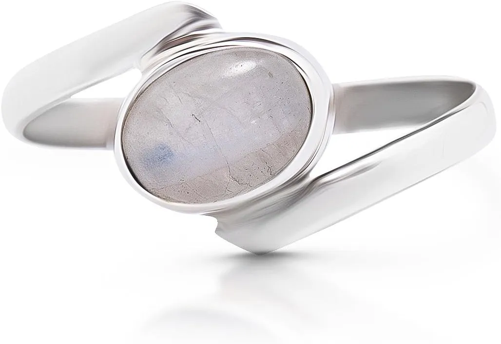 Oval Moonstone 925 Sterling Silver Ring - Delicate BOHO Chic Jewelry - Fashionable and Stylish for Women with Velvet Gift Bag/Box - Made by Indian Artisans - Size 5-10