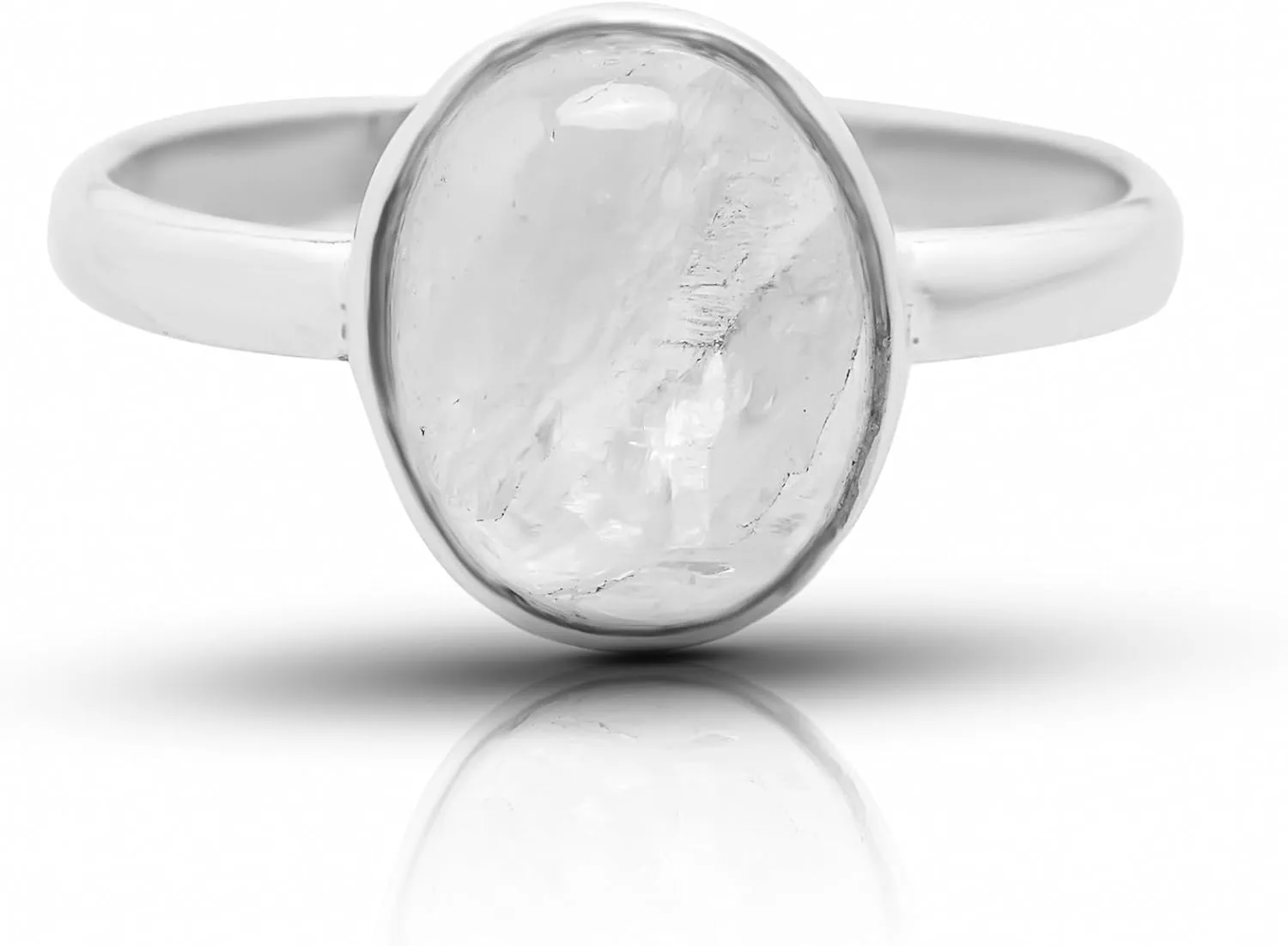 Oval Moonstone 925 Sterling Silver Ring - Delicate BOHO Chic Jewelry - Fashionable and Stylish for Women with Velvet Gift Bag/Box - Made by Indian Artisans - Size 5-10