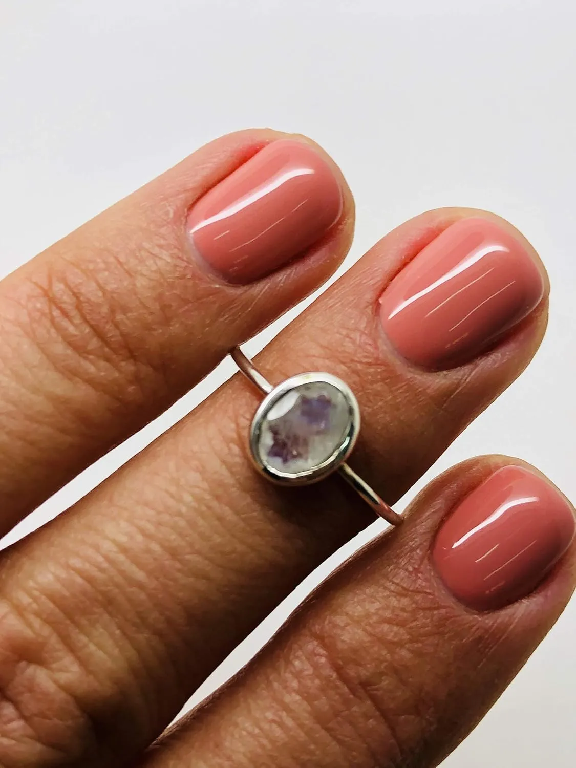 Oval Moonstone - 925 Sterling Silver Ring - Delicate BOHO Chic Jewelry - Fashionable and Stylish for Women with Velvet Gift Bag/Box - Made by Indian Artisans - Size 5-10