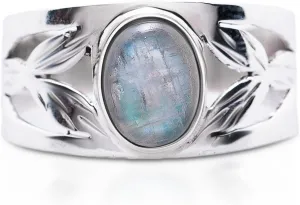 Oval Moonstone Lace 925 Sterling Silver Ring - Delicate BOHO Chic Jewelry - Fashionable and Stylish for Women with Velvet Gift Bag/Box - Made by Indian Artisans - Size 6-9