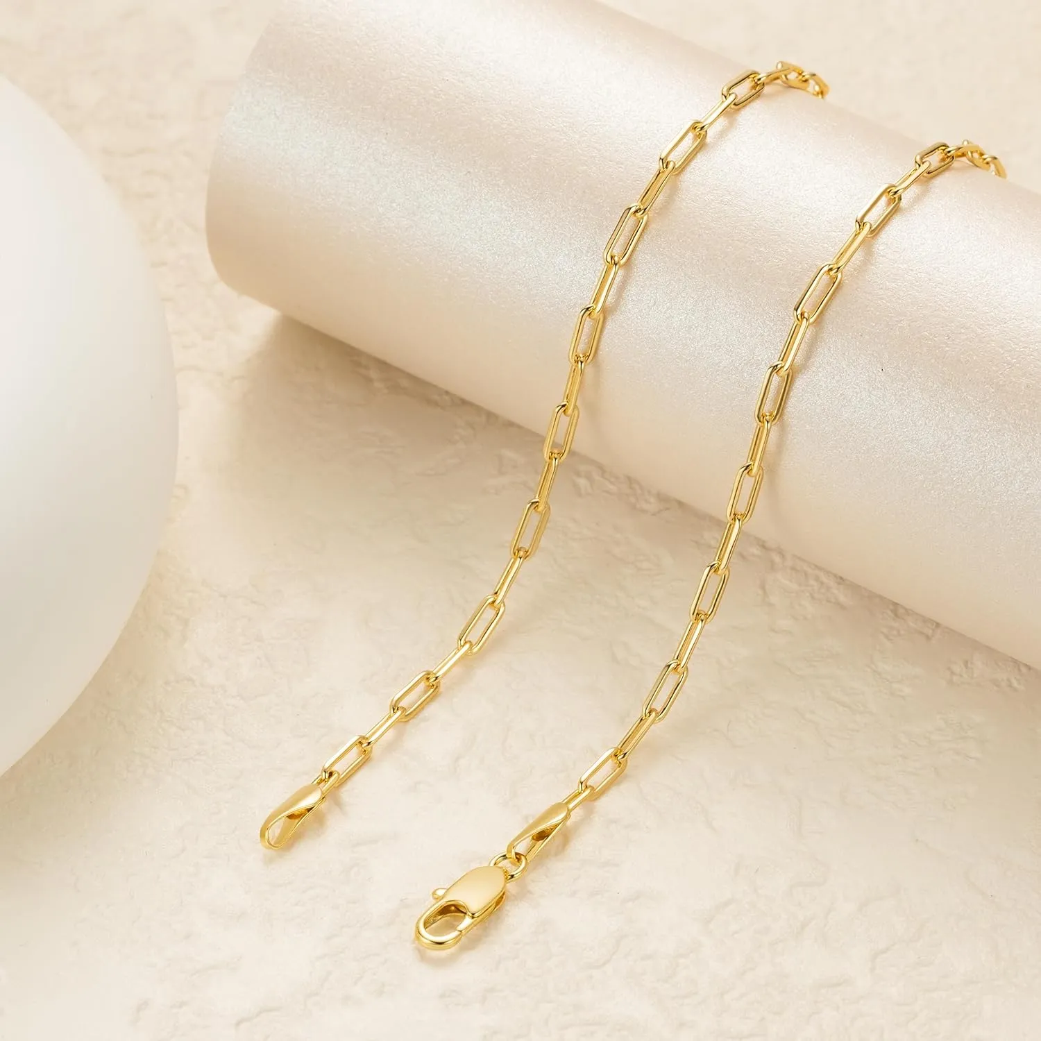 Paperclip Chain Necklace 14K Gold Necklace for Women 3mm Gold Chains Necklaces for Women & Men Non Tarnish Chain 16-26 Inches