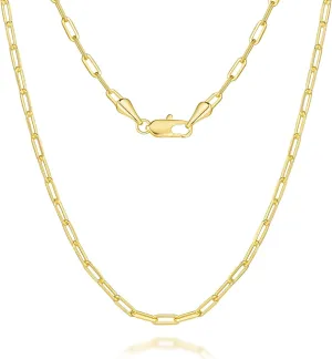 Paperclip Chain Necklace 14K Gold Necklace for Women 3mm Gold Chains Necklaces for Women & Men Non Tarnish Chain 16-26 Inches
