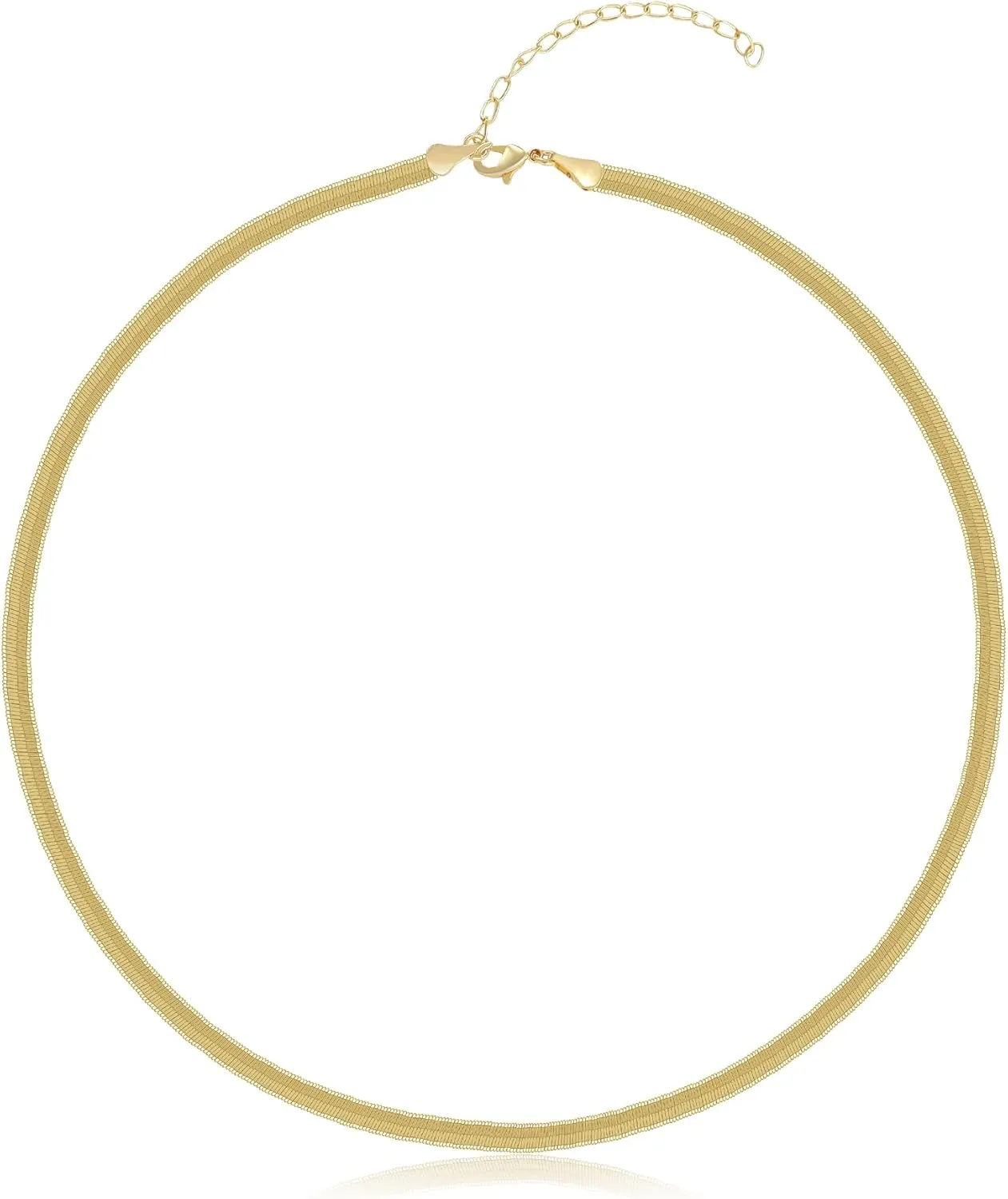 Paperclip Chain Necklace for Women, Dainty Stackable Link Layered Necklace Gold Silver Plated Flat Snake Chain Paperclip Chain Herringbone Necklace Gold Choker Necklaces for Women